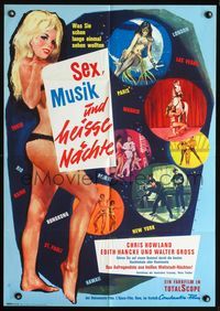 4d282 UNIVERSO DI NOTTE German poster '64 Alessandro Jacovoni, cool sexy artwork of dancing girls!