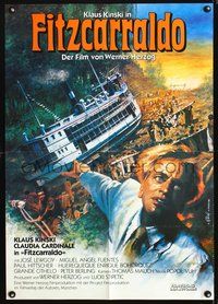 4d119 FITZCARRALDO German movie poster '82 Werner Herzog, cool Mascii art of Klaus Kinski!