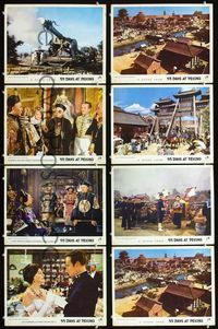 4e469 55 DAYS AT PEKING 8 Germ/Eng LCs '63 cool different images of Heston, Niven & Ava Gardner!