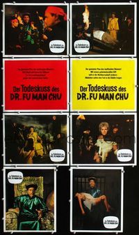 4e475 BLOOD OF FU MANCHU 8 German movie lobby cards '68 great images of Christopher Lee as villain!