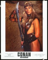 4e607 CONAN THE BARBARIAN German movie lobby card '82 great close-up of Sandahl Bergman w/sword!