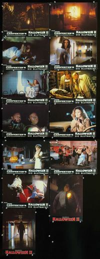 4e414 HALLOWEEN II 13 German movie lobby cards '81 cool creepy horror images, Jamie Lee Curtis!