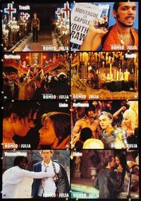 4e510 ROMEO & JULIET 8 German movie lobby cards '96 cool images of Leonardo DiCaprio, Claire Danes!