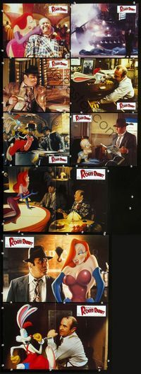 4e467 WHO FRAMED ROGER RABBIT 9 German LCs '88 Robert Zemeckis, Bob Hoskins, sexy Jessica Rabbit!