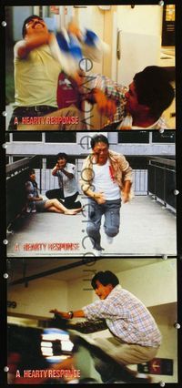 4e256 HEARTY RESPONSE 3 Hong Kong movie lobby cards '86 cool action images of Chow Yun-Fat!