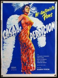 4e114 CASA DE PERDICION Mexican poster '56 sexy Maria Antonieta Pons in see-through pepper dress!