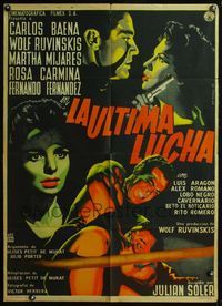 4e149 LA ULTIMA LUCHA Mexican poster '59 art of top stars & wrestlers fighting in the ring by Renau