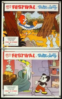 4e930 6TH FESTIVAL OF WALTER LANTZ 2 Mexican movie lobby cards '70s Woody Woodpecker & Andy Panda!