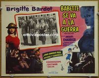 4e937 BABETTE GOES TO WAR Mexican LC '60 cool image & border art of sexy soldier Brigitte Bardot!