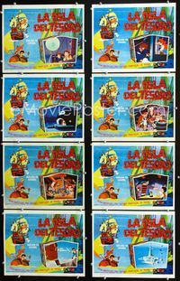 4e901 ANIMAL TREASURE ISLAND 8 Mexican lobby cards '71 Dobutsu takarajima, cool anime cartoon art!