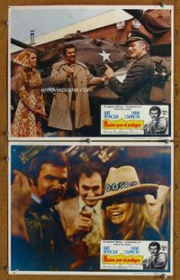 4e931 SHAMUS 2 Mexican movie lobby cards '73 cool image of Burt Reynolds w/tanks, Dyan Cannon!