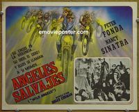 4e989 WILD ANGELS Mexican movie lobby card '66 AIP, cool art of bikers Peter Fonda & Nancy Sinatra!