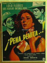 4e176 PENA, PENITA, PENA Mexican poster '53 art of sexy gypsy Lola Flores & lovers by Josep Renau!