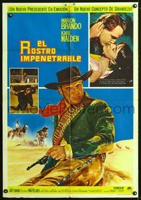 4e173 ONE EYED JACKS Mexican poster '61 great artwork of star & director Marlon Brando with gun!