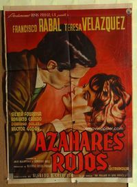 4e110 AZAHARES ROJOS Mexican poster '61 romantic c/u art of Francisco Rabal & Teresa Velazquez!