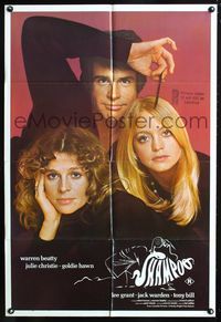 4d378 SHAMPOO Australian 1sh '75 great close-up of Warren Beatty, Julie Christie & Goldie Hawn!