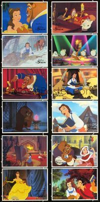 4e288 BEAUTY & THE BEAST 12 Spanish movie lobby cards '91 Walt Disney cartoon classic, cool images!