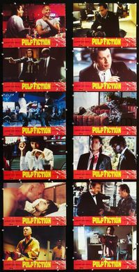 4e324 PULP FICTION 12 Spanish LCs '97 Uma Thurman, Quentin Tarantino, Bruce Willis, John Travolta!