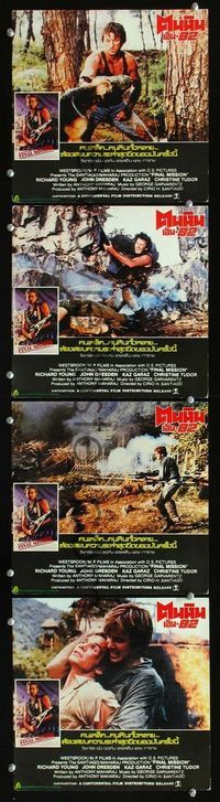 4e207 FINAL MISSION 4 Thai movie lobby cards '84 Richard Young, cool action images!