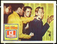 4f364 13 WEST STREET lobby card '62 Alan Ladd held against wall and threatened by three young punks!