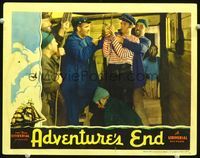 4f379 ADVENTURE'S END movie lobby card '37 rough sailors tie up big John Wayne's hands and feet!