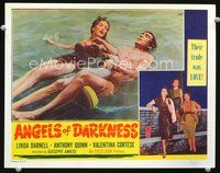 4f399 ANGELS OF DARKNESS LC '56 Anthony Quinn on duck float in pool w/prostitute Valentina Cortese!