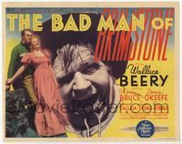 4f022 BAD MAN OF BRIMSTONE TC '37 huge headshot of outlaw Wallace Beery + Dennis O'Keefe & Bruce!