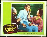 4f428 BARBARIAN & THE GEISHA movie lobby card #5 '58 geisha girl Eiko Ando comforts John Wayne!