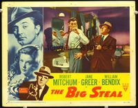 4f450 BIG STEAL LC #7 '49 William Bendix frisks tough Robert Mitchum in men's room at gunpoint!