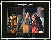 4f506 CHISUM lobby card #6 '70 John Wayne standing by horse with Ben Johnson & pretty Lynda Day!
