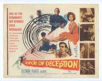 4f055 CIRCLE OF DECEPTION title lobby card '60 sexy Suzy Parker, a spy should never fall in love!