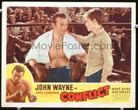 4f520 CONFLICT LC #5 R49 great close up of John Wayne in corner of boxing ring cheered on by boy!