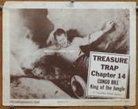 4f522 CONGO BILL chap 14 lobby card R57 Don McGuire has fallen into the rocks and lost his hat!