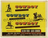 4f062 COWBOY title card '58 Glenn Ford & Jack Lemmon in a western movie that has no corn or cliches!