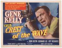 4f064 CREST OF THE WAVE title card '54 great close up of angry Gene Kelly at periscope of submarine!