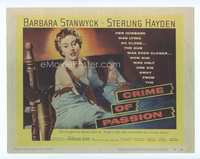 4f065 CRIME OF PASSION TC '57 sexy Barbara Stanwyck reaches for gun to shoot Sterling Hayden!