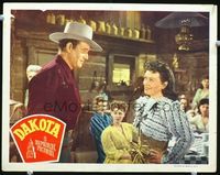 4f531 DAKOTA lobby card '45 big John Wayne in white hat eyes smiling pretty Ona Munson!