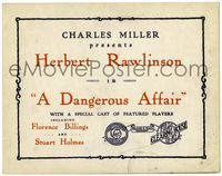 4f069 DANGEROUS AFFAIR title card '19 Herbert Rawlinson and a special cast of featured players!