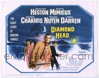 4f079 DIAMOND HEAD title card '62 Howard Terpning art of Charlton Heston & Yvette Mimieux in Hawaii!
