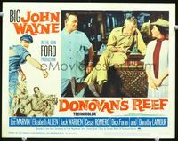 4f551 DONOVAN'S REEF lobby card #3 '63 John Wayne in bar watches Lee Marvin romance Elizabeth Allen!