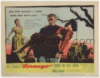 4f084 DRANGO title lobby card '57 art of Jeff Chandler, a man against a town gone mad with lust!