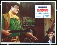 4f562 EL DORADO LC #6 '66 Howard Hawks, big John Wayne holds rifle in saloon by men at table!