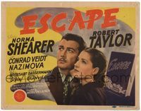 4f086 ESCAPE title card '40 American Robert Taylor is helped by Nazi's mistress Norma Shearer!