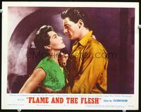 4f576 FLAME & THE FLESH lobby card #4 '54 sexy brunette bad girl Lana Turner taunts Carlos Thompson!