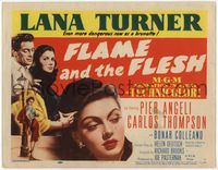 4f095 FLAME & THE FLESH TC '54 artwork of sexy brunette bad girl Lana Turner, plus Pier Angeli!
