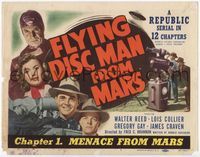 4f099 FLYING DISC MAN FROM MARS chap 1 TC '50 cool full-color image of alien & wacky ray gun!