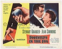 4f104 FOOTSTEPS IN THE FOG TC '55 was Stewart Granger there to kiss or kill Jean Simmons, cool art!
