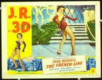 4f596 FRENCH LINE lobby card #3 '54 full-length sexy barely-dressed Jane Russell dancing in 3-D!