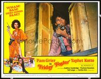 4f597 FRIDAY FOSTER lobby card #8 '76 close up of sexiest Pam Grier with camera, great border art!