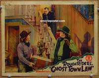 4f605 GHOST TOWN LAW lobby card '42 Buck Jones gets the drop on two bad guys carrying money chest!